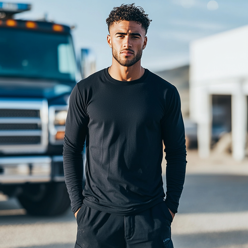 Mason Black Long Sleeve Crew